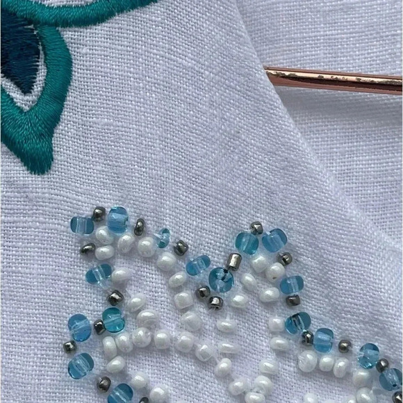 Jm Collection Womens Embroidered Gauze Blouse White Sz 16 - Picture 11 of 15